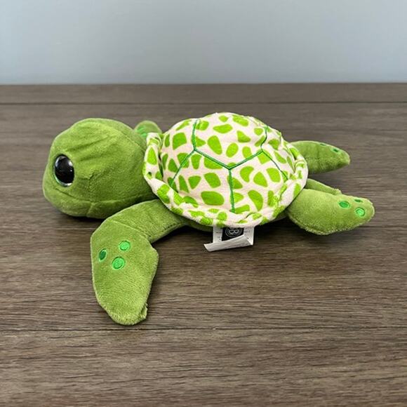 Green Turtle with Glitter Eyes‎ & Embroidered Spotted Fins Plush - Picture 4 of 7